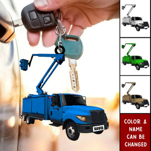 Personalized Lineman Truck Acrylic Keychain