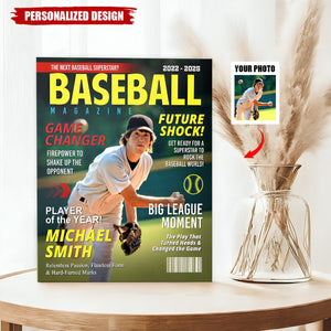 Custom Baseball Magazine Cover Poster, Graduation Gifts for Baseball Player