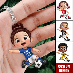 Personalized Soccer Player Acrylic Keychain -Gift for Boys & Girls