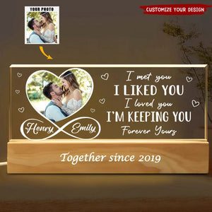 Custom Photo Love Conquers All - Couple Personalized Custom Acrylic Letters 3D LED Night Light - Gift For Husband Wife, Anniversary