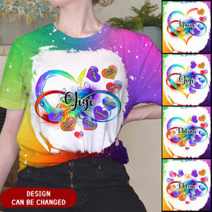 Grandma Grandkids Infinity Love Rainbow Personalized 3D T-shirt