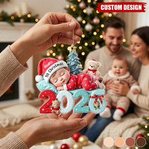 Personalized 2026 Baby First Christmas Ornament -Custom Name Acrylic Baby Shower Gift