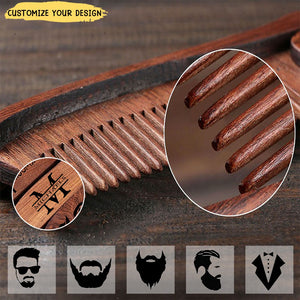 Custom Engraved Beard Comb, Personalized Wooden Comb