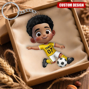 Personalized Soccer Player Acrylic Keychain -Gift for Boys & Girls