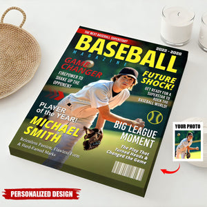 Custom Baseball Magazine Cover Poster, Graduation Gifts for Baseball Player