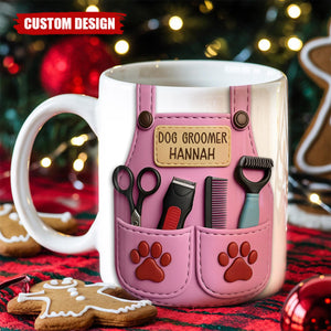 Celebrate Your Favorite Dog Groomer, Scissors And Paw Prints Mug, Gift For Pet Care Professionals And Dog Lovers