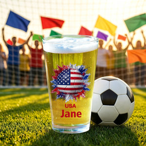 Personalized Soccer Beer Glass - Country Flags Gift For Soccer Lovers