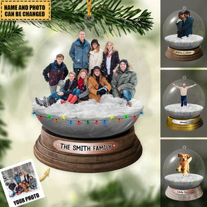 Personalized Family, Friends In Christmas Snowball Acrylic Ornament-Upload Photo