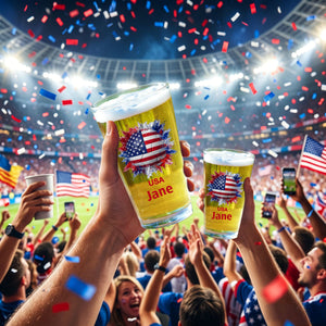 Personalized Soccer Beer Glass - Country Flags Gift For Soccer Lovers
