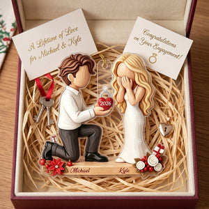 Personalized Couple Marriage Proposal Christmas Ornament, First Christmas Engaged,She Said Yes,Wedding Xmas Gift,Engagement Gift For Couples