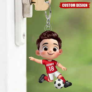 Personalized Soccer Player Acrylic Keychain -Gift for Boys & Girls