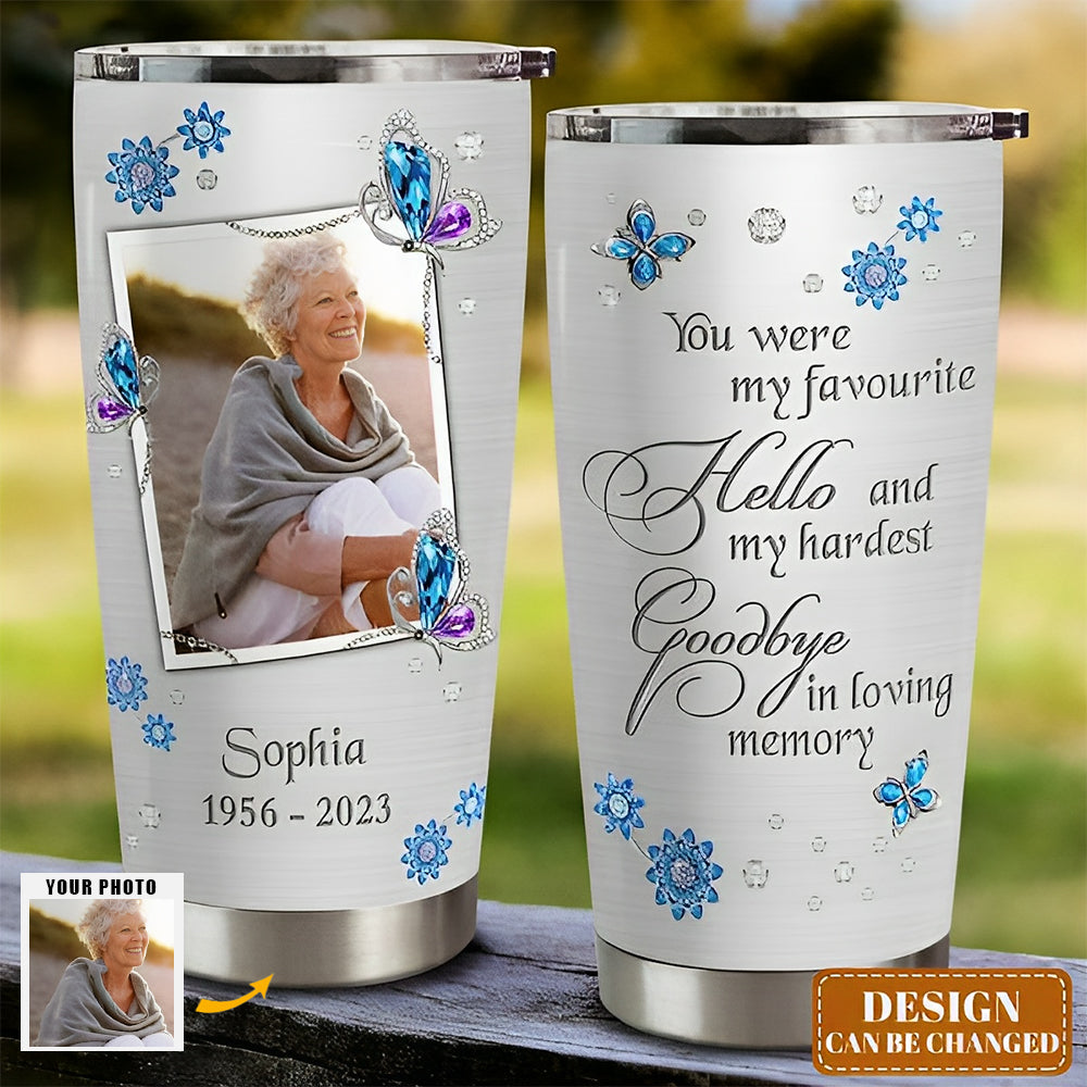 Custom Personalized Memorial Photo Tumbler - Memorial Gift Idea For Family - I'll Hold You In My Heart Until I Can Hold You In Heaven