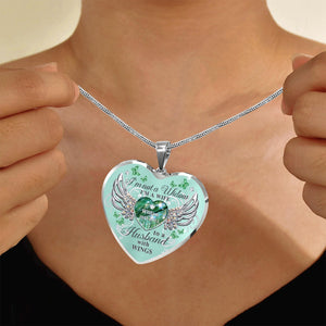 Memorial Butterfly My Husband Has Wings Personalized Heart Necklace, Memorial Jewelry Loss Of Loved One