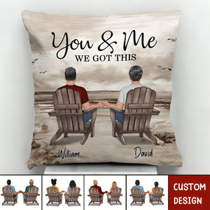 Retro Vintage Back View Couple Sitting Beach Landscape Personalized Pillow