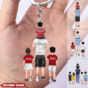 Personalized Dad And Kids Keychain