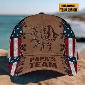 Daddy & Kids, Together We're A Team - Personalized Cap