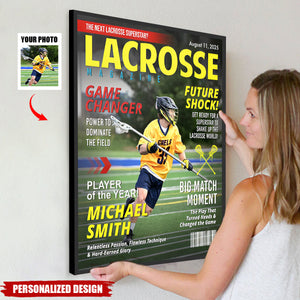 Custom Lacrosse Magazine Cover Poster, Gift For Lacrosse Player