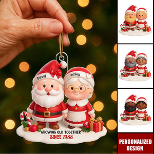 Santa Couple Growing Old Together Personalized Acrylic Ornament