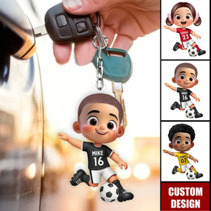 Personalized Soccer Player Acrylic Keychain -Gift for Boys & Girls