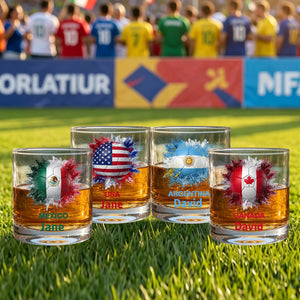 Personalized Soccer Whiskey Glass - Country Flags Gift For Soccer Lovers