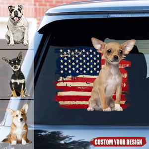 America personalized dog flag printed decal - gift for dog lovers