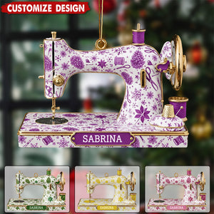 Personalized Sewing Machine Christmas Ornament – Gift for Seamstress, Quilter, Crafter