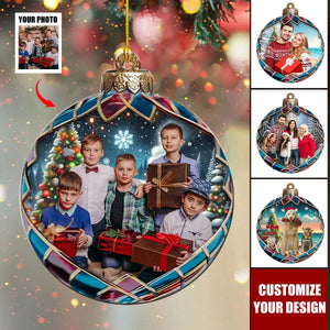 Custom Photo Christmas Good Cheer Is Found With Family Personalized Christmas Acrylic Ornament - 2024 New Release Gift For Family Members