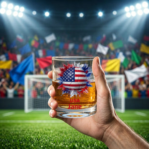 Personalized Soccer Whiskey Glass - Country Flags Gift For Soccer Lovers