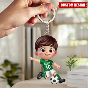 Personalized Soccer Player Acrylic Keychain -Gift for Boys & Girls