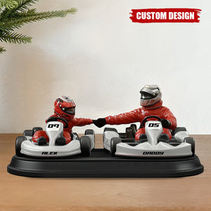 Kart Racing Loving Dad & Kid - Personalized Acrylic Plaque, Father's Day Gift for Dad, Gift for Husband