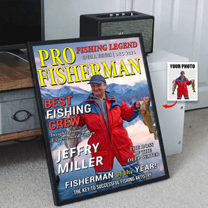 The Legend Reels On” Personalized Photo Magazine Cover Poster - Personalized Funny Fishing Gift for Fisherman
