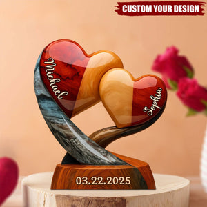 Our Hearts Beat As One - Couple Personalized Custom Acrylic Plaque - Gift For Husband Wife, Anniversary