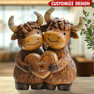 Personalized Cute Highland Cow Couple Acrylic Plaque