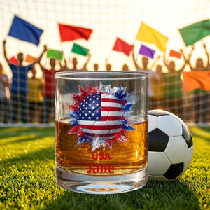 Personalized Soccer Whiskey Glass - Country Flags Gift For Soccer Lovers