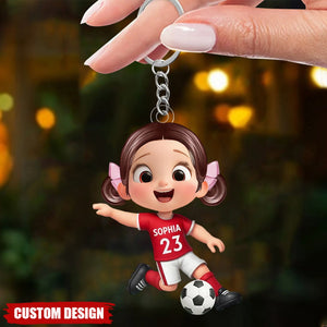 Personalized Soccer Player Acrylic Keychain -Gift for Boys & Girls
