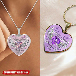 Memorial Butterfly My Husband Has Wings Personalized Heart Necklace, Memorial Jewelry Loss Of Loved One