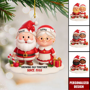Santa Couple Growing Old Together Personalized Acrylic Ornament