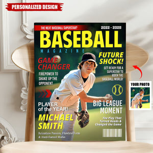 Custom Baseball Magazine Cover Poster, Graduation Gifts for Baseball Player