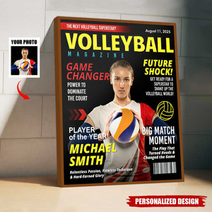 Custom Volleyball Magazine Cover Poster, Gift For Volleyball Player