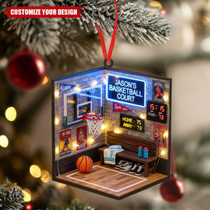 Personalized Basketball Court Ornament, Sports Acrylic Ornament Christmas 2025