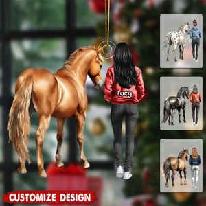 Personalized Woman And Horse Ornament - Gift For Horse Lovers