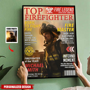 Personalized Firefighter Magazine Poster-Fireman Retirement Gift