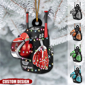 Personalized Baseball Bag with Helmet & Gloves Christmas Ornament, Gift For Baseball Lovers - 2025 New Release