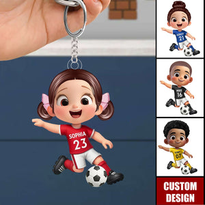 Personalized Soccer Player Acrylic Keychain -Gift for Boys & Girls