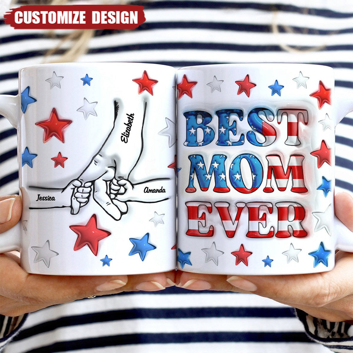 Best Mom / Grandma Ever -  Personalized 3D Inflated Effect Printed Mug - Mother's Gift