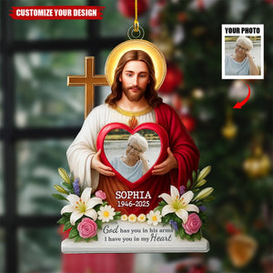 Christmas In Heaven - Personalized Memorial Acrylic Ornament Safe In The Arms Of Jesus