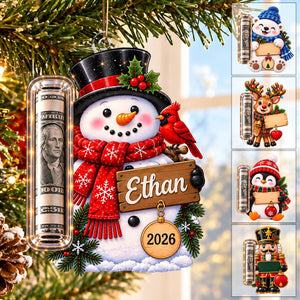 Personalized Christmas Cash Acrylic Ornament, Christmas Tree Keepsake