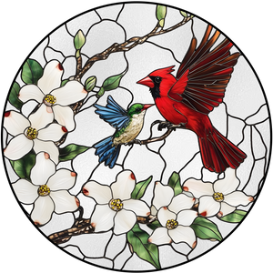 Cardinal&Hummingbird Stained Glass Suncatcher Window Hangings-Memorial Gift