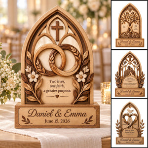 Personalized Christian Wedding Wooden Block Sign