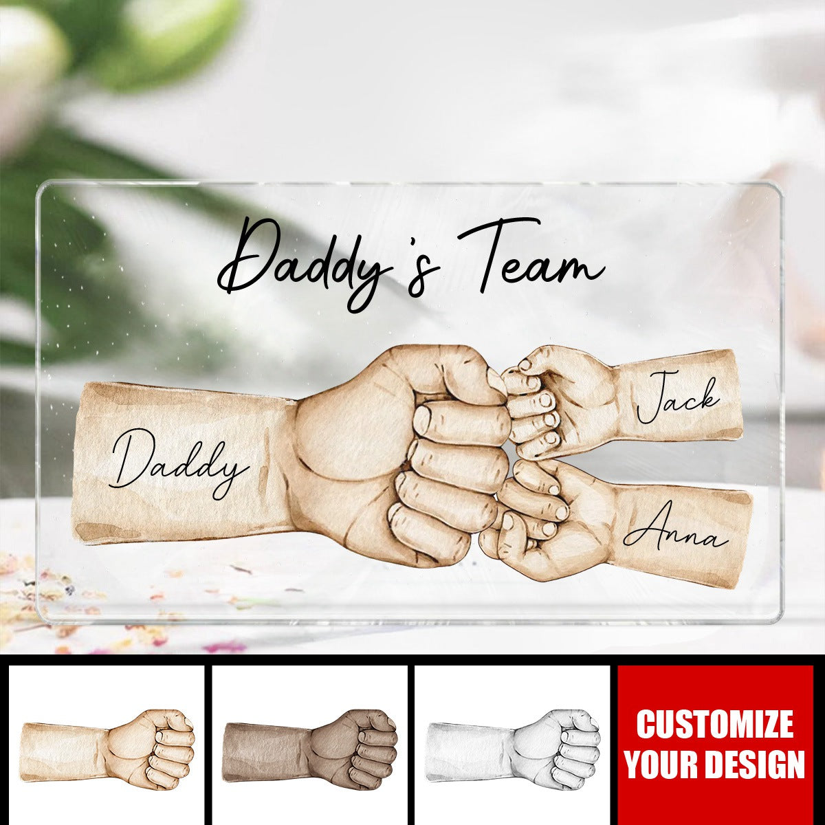 Daddy's Team Fist Bump Personalized Acrylic Plaque